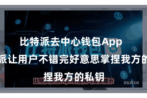 比特派去中心钱包App  比特派让用户不错完好意思掌捏我方的私钥