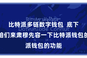 比特派多链数字钱包  底下就让咱们来肃穆先容一下比特派钱包的功能